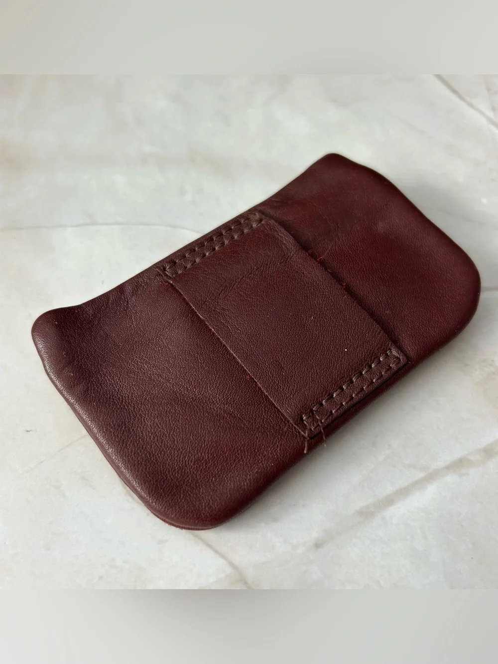 Leather Key & Coin Pouch in Dark Brown